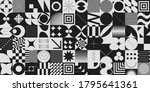 Simple geometric abstract vector pattern with simple shapes and monochrome colors. Geometric graphics composition, best use in web design, business card, invitation, poster, textile print, background.