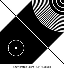 Simple geometric abstract vector pattern with black and white shapes. Geometric graphics composition, best use in web design, business card, invitation, poster, textile print, background.