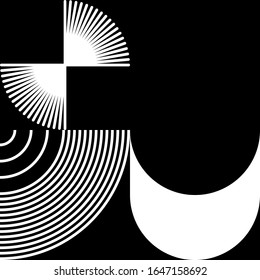 Simple geometric abstract vector pattern with black and white shapes. Geometric graphics composition, best use in web design, business card, invitation, poster, textile print, background.