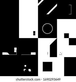Simple geometric abstract vector pattern with black and white shapes. Geometric graphics composition, best use in web design, business card, invitation, poster, textile print, background.