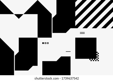 Simple geometric abstract vector pattern with black and white shapes. Geometric graphics composition, best use in web design, business card, invitation, poster, textile print, background.