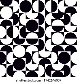 Simple geometric abstract vector pattern with black and white shapes. Geometric graphics composition, best use in web design, business card, invitation, poster, textile print, background.
