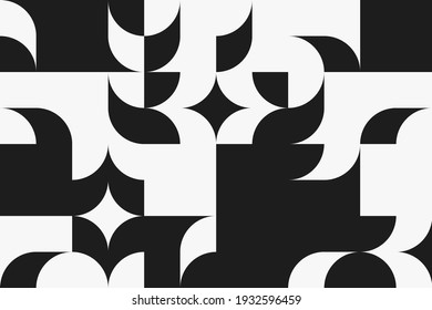 Simple geometric abstract vector pattern with black and white shapes. Geometric graphics composition, best use in web design, business card, invitation, poster, textile print, background.