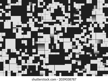 Simple geometric abstract vector pattern with black and white shapes. Geometric graphics composition, best use in web design, business card, invitation, poster, textile print, background.