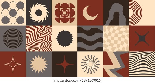 Simple geometric abstract vector pattern. Swiss Design Shapes. Bauhaus Decorative Background. Brutalist Graphic Artwork.
