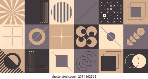 Simple geometric abstract vector pattern. Swiss Design Shapes. Bauhaus Decorative Background. Brutalist Graphic Artwork.