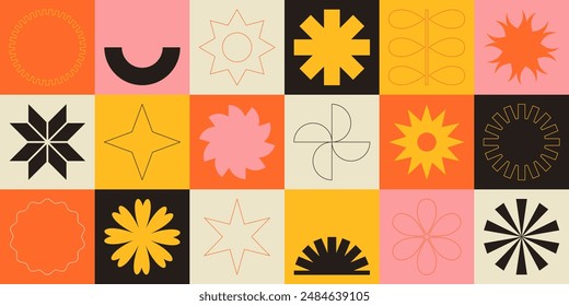 Simple Geometric Abstract Vector Pattern. Swiss Design Shapes. Bauhaus Decorative Background. 