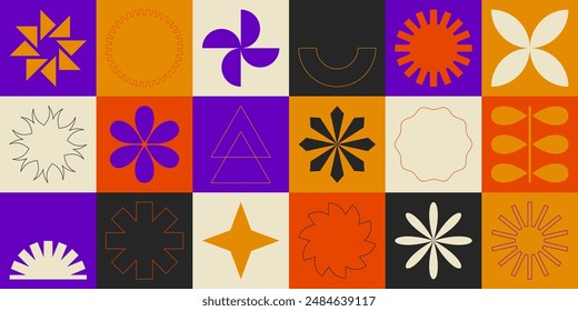 Simple Geometric Abstract Vector Pattern. Swiss Design Shapes. Bauhaus Decorative Background. 