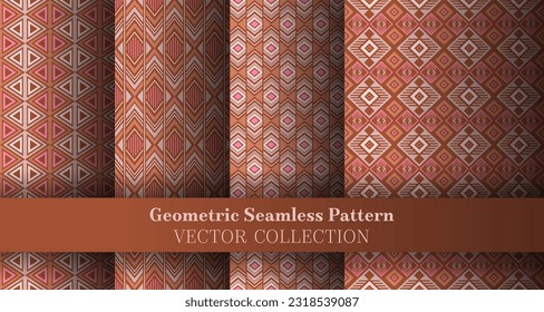 Simple geometric argyle seamless tracery set. Turkish tracery ethnic patterns. Argyle ikat geometric vector seamless motif collection. Cover background prints.