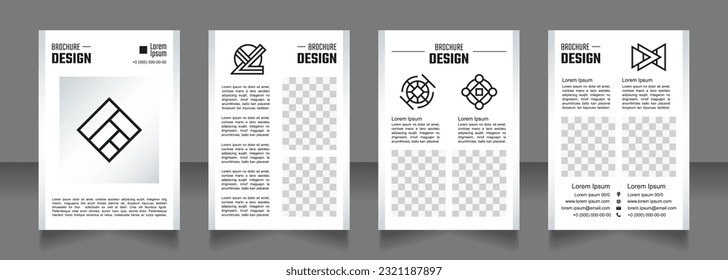 Diseño de folletos en blanco de arte geométrico simple. Conjunto de plantillas con espacio de copia para texto. Recopilación de informes corporativos prefabricados. Editable 4 páginas de papel. Teco Light, Semibold, Arial Regular fuentes usadas