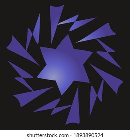 simple geometric art design on dark background with star symbol in the center. vector illustration.