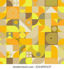 Un simple póster de arte geométrico con una forma simple y una figura en tonos amarillos. Resumen de diseño de plantillas vectoriales en estilo escandinavo. ESP 10.