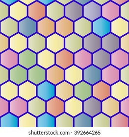 Simple geometric background. Abstract seamless pattern of hexagons. Suitable for printing, fabrics, textiles and web.