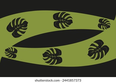 Simple Geometric background in bohemian style. Backdrop with wave Geometrical element and palm leaves. Vector illustration can used web banner poster template. EPS 10