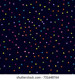 Simple geometric background with colorful squares. Seamless vector pattern for textile design, cards and web design.