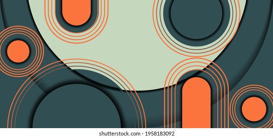 Simple geometric background with green and orange color