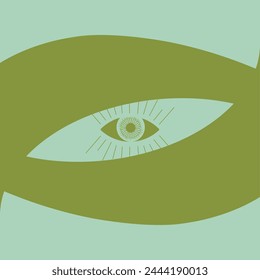 Simple Geometric background in Minimal style. Boho Backdrop with wave Geometrical element and celestial eye. Vector illustration can used web banner poster template. EPS 10