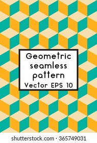 Simple geometric background. Geometric seamless pattern of diamonds and cubes. Abstract image with vibrant colors. Suitable for animation, printing, fabrics, textiles, and  web