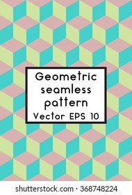 Simple geometric background. Geometric seamless pattern of diamonds and cubes. Abstract image with vibrant colors. Suitable for animation, printing, fabrics, textiles, and web