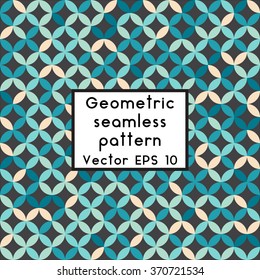 Simple geometric background. Geometric seamless pattern of diamonds and roundes. Abstract image with vibrant colors. Suitable for animation, printing, fabrics, textiles, and web