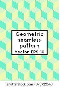 Simple geometric background. Geometric seamless pattern of diamonds and cubes. Abstract image with vibrant colors. Suitable for animation, printing, fabrics, textiles, and web