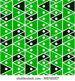 Simple geometric background with triangles of black and green. Seamless pattern in flat style. Vector illustrations. ethnic background. Can be used as backdrop