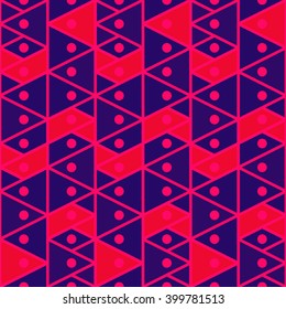 Simple geometric background with triangles of red and blue. Seamless pattern in flat style. Vector illustrations. ethnic background. Can be used as backdrop