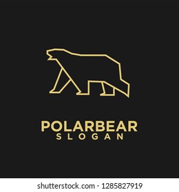 simple geometric black gold color polar bear walk logo icon designs vector