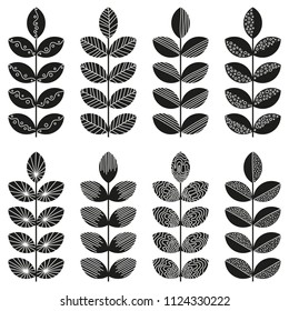 simple geometric black herbs with doodle texture
