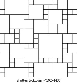 Simple geometric black and white seamless squares pattern. Seamless squares pattern from the thin lines.