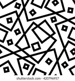 Simple geometric black and white seamless squares pattern. Seamless pattern from the squares different sizes.