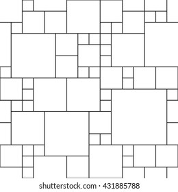 Simple geometric black and white seamless squares pattern from the thin lines.