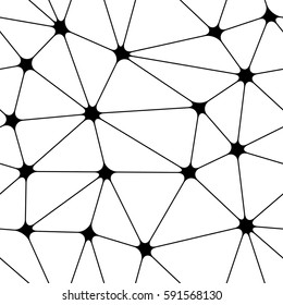 Simple geometric black and white seamless triangle pattern from the thin lines with nodes.