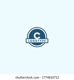 simple geometric blue circle C logotype design concept