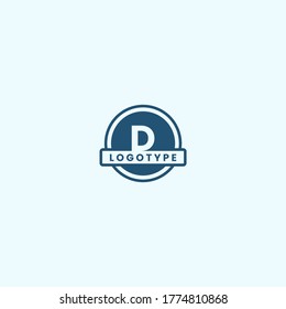 simple geometric blue circle D logotype design concept