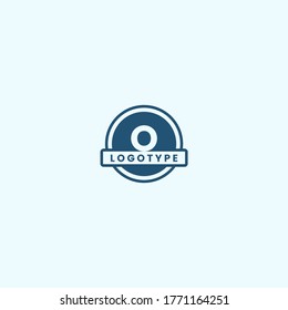 simple geometric blue circle O logotype design concept