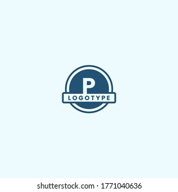 simple geometric blue circle P logotype design concept