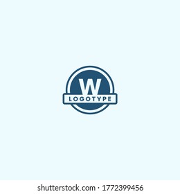 simple geometric blue circle W logotype design concept