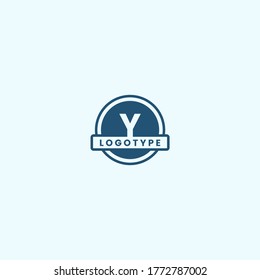 simple geometric blue circle Y logotype design concept