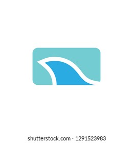 simple geometric blue wave logo vector
