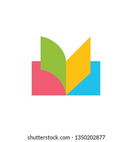 simple geometric book colorful logo vector
