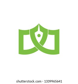 simple geometric book and pen writer education logo