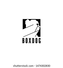 simple geometric box square dog head logo design vector icon illustration inspiration.
