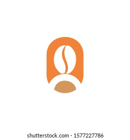 simple geometric brown coffee bean oval logo vector