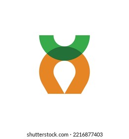 simple and geometric carrot logo. vegetable carrot icon. overlay carrot leaf