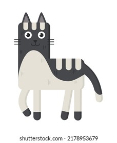 Simple geometric cat. Cute kitten standing. Modern flat art style. Vector cartoon character