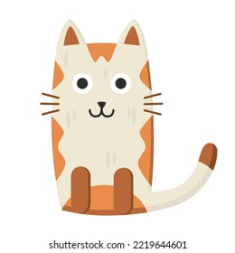 Simple geometric cat. Cute kitten sitting. Modern flat art style. Vector cartoon character