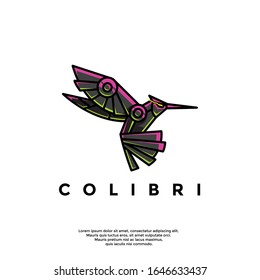 simple geometric colibri logo, modern icon vector design