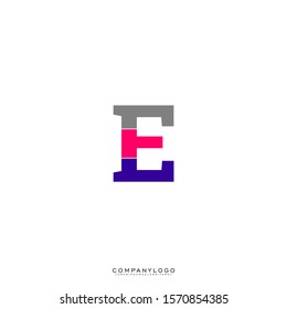simple geometric colorful business E logotype creative design concept.