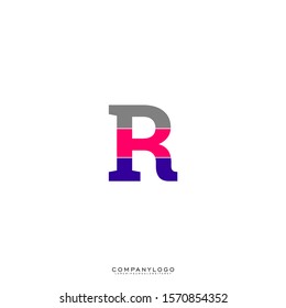 simple geometric colorful business R logotype creative design concept.